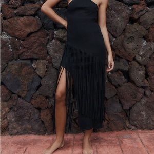 Zara fringed ribbed skirt nwt